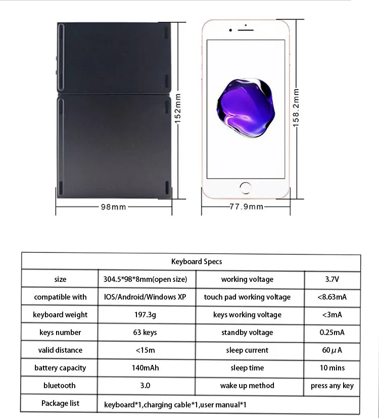 Oem B033 Triple Folding Mobile Teclado Portatil Ultra Slim Touchpad ...