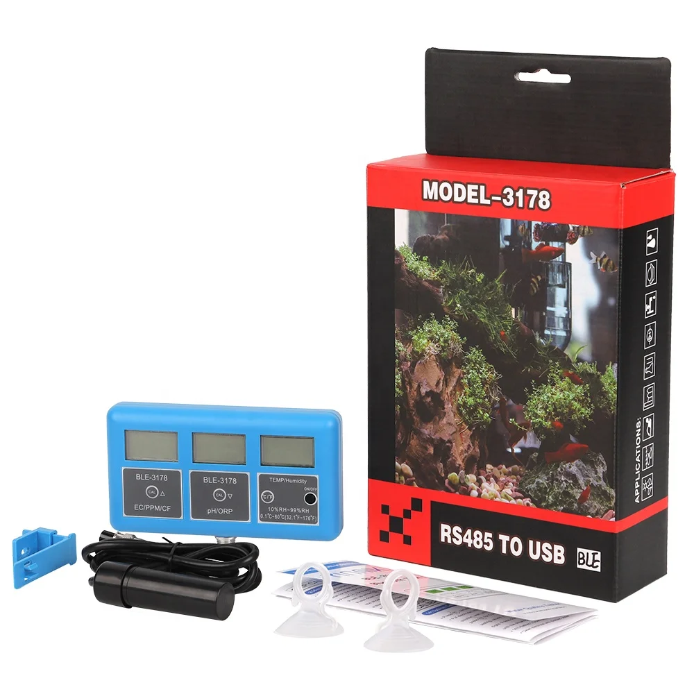 7 in 1 Yinmik Bluetooth Digital Aquarium pH Tester Temperature EC TDS CF ORP Humidity Water Quality Tester Online Meter Monitor
