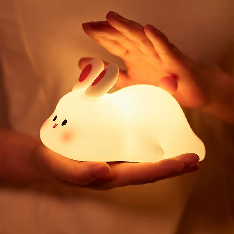 Mini Rechargeable Bunny Silicone Night Light - Soft Touch LED Lamp