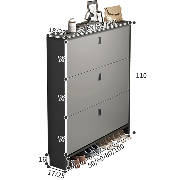 Luxury Modern Wooden Shoe Rack Cabinet - Double-Deck Storage