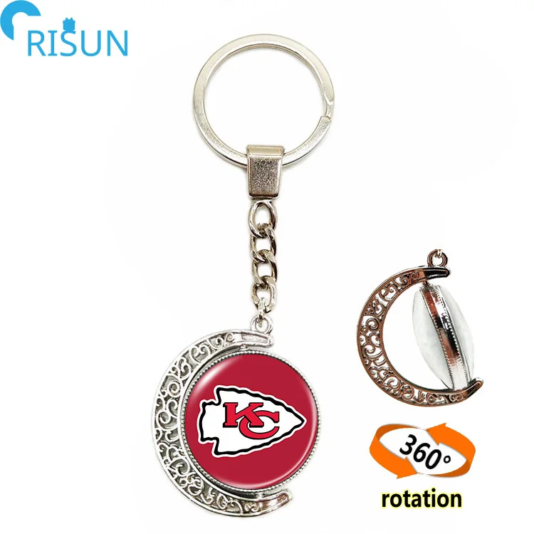Wholesale Nfl Football Team Keychain Custom Logo Nfl Rotate Spin