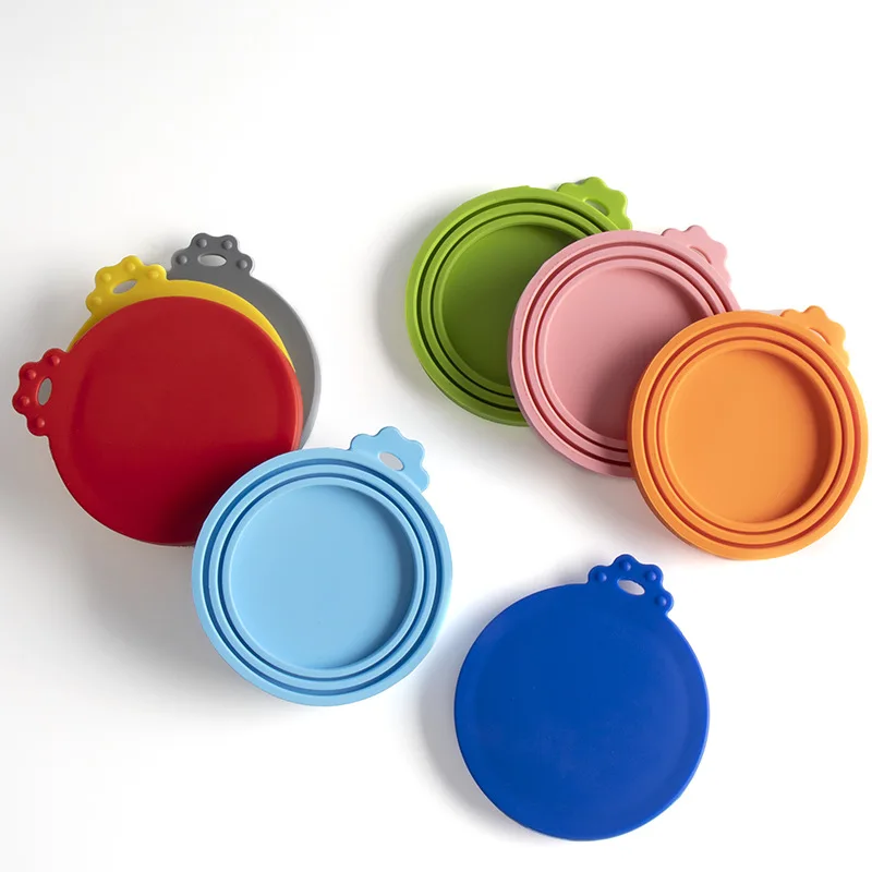 Multicolored Silicone Pet Food Lid Leak Proof Can Lids for Cats and Dogs Sealed Freshness Options