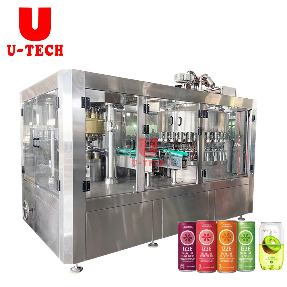 High technology small scale carbonated beverage juice energy drink beer wine aluminum tin can filling machine production line