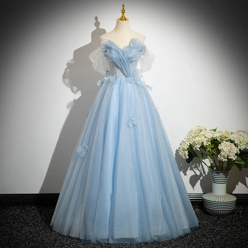 Sws418 Sky Blue Quince Dress Sleeveless Girl Sweet 15 Gowns Shiny Sequin Birthday Party Dress With Bow