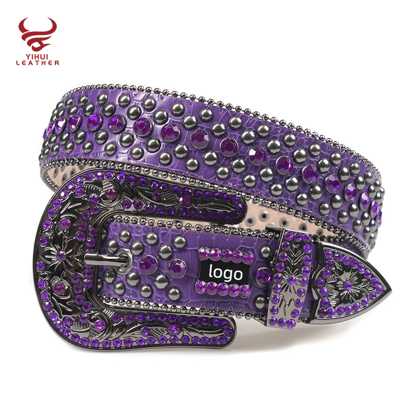 BB Simon, Accessories, Bb Simon Purple Iridescent Snakeskin Print Leather  Belt Womens Size S