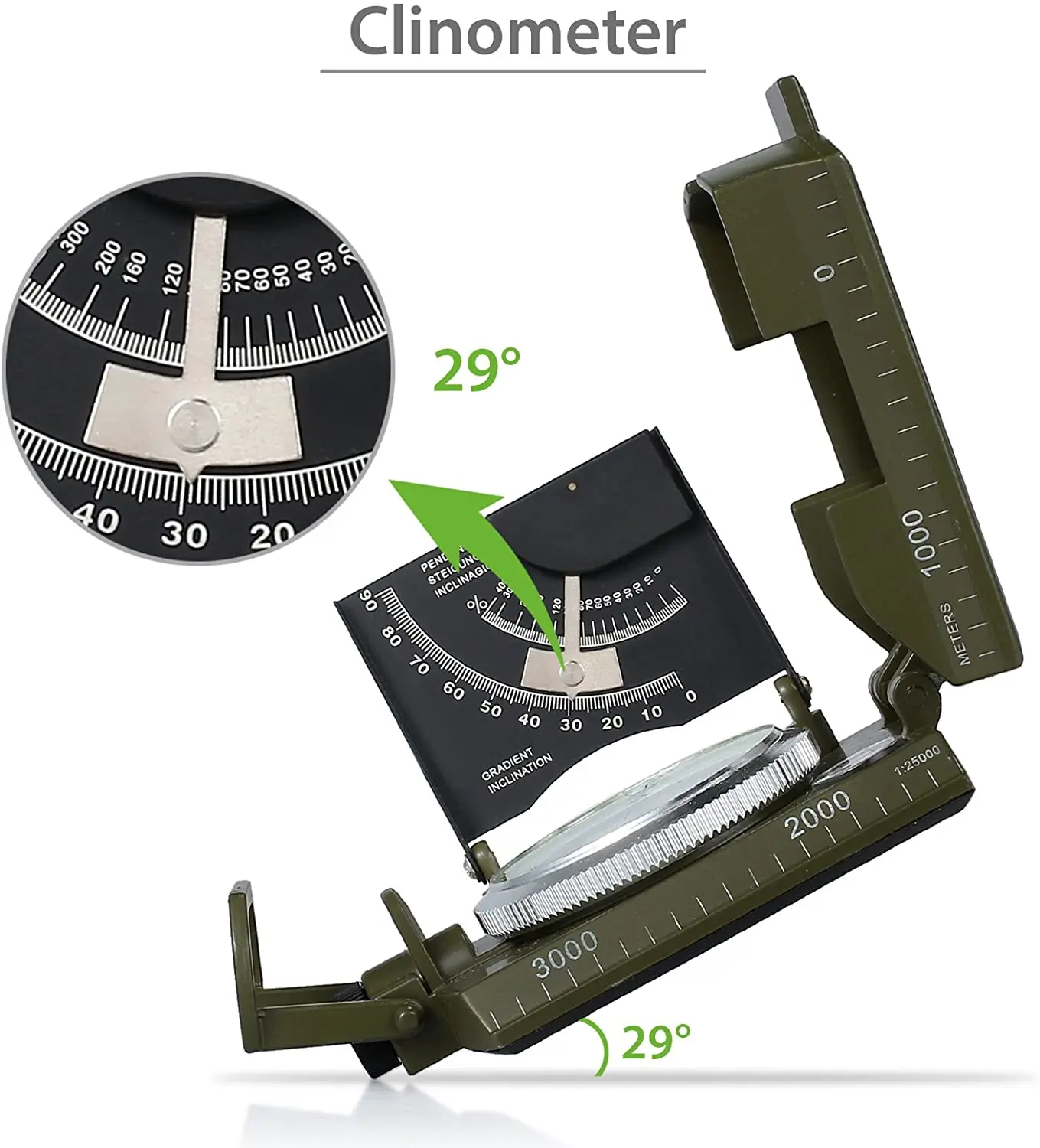 Brújula Militar Profesional - Metal Impermeable, Fluorescente Y Con Inclinómetro - Para Senderismo Y Supervivencia