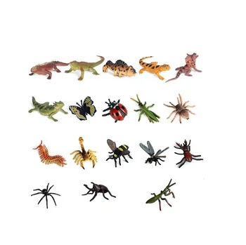 18PCS Realistic Insects and Lizard Figures Toys-Plastic Bugs Figurines Set with Bee Spider-Halloween Party Favor Christmas Gift