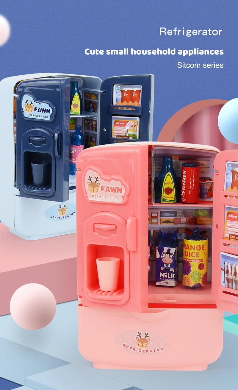 Mini Doll Fridge Fashion Furniture Kitchen Refrigerator For Barbie Accessories For Doll Dream House Play Toys Kids Pretend Play