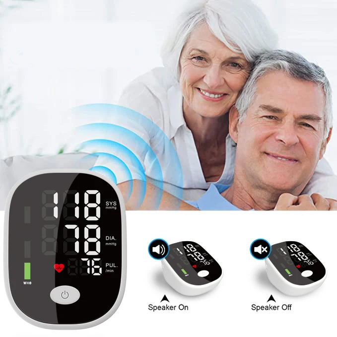 Monitor de presión arterial portátil con esfigmomanómetro Digital automático a precio de fábrica con transmisión de voz para padres y embarazadas
