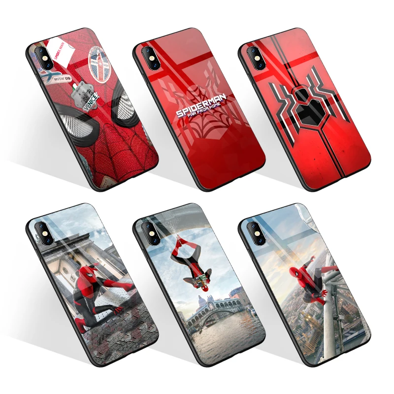 Custom Print Superhero Spiderman Tempered Glass Phone Case For Iphone 11 12  Xs Cover For Samsung Galaxy S21 Phone Casing - Buy Spider Man Mobile Phone  Bags & Cases For Iphone 12,Hard