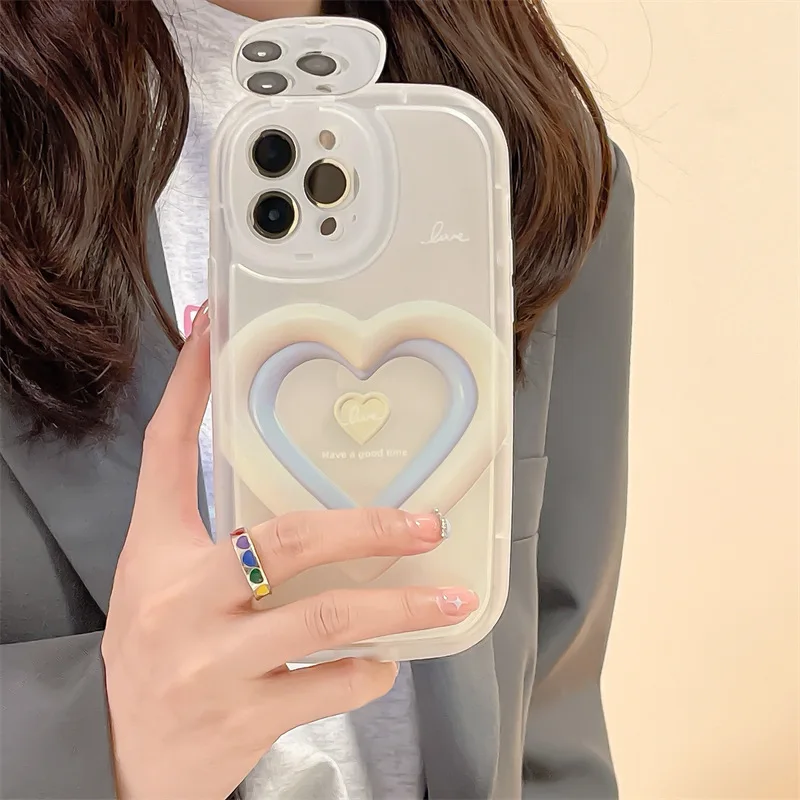 Korea Heart Mirror Camera Lens Protective Cover Case for iphone 11 13  Pro,for iphone 12 Makeup Mirror Phone case