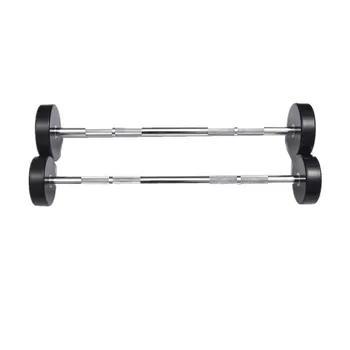 Weight lifting fixed barbell rubber coated free weight exercise straight curl barbell fixed dumbbells barbell