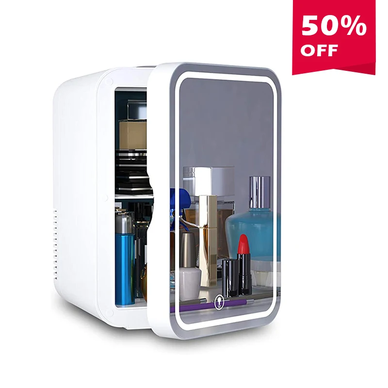 Дешевый портативный небольшой холодильник для макияжа 8L12L косметический косметики уход за кожей стеклянная дверь холодильника со светодиодным зеркалом