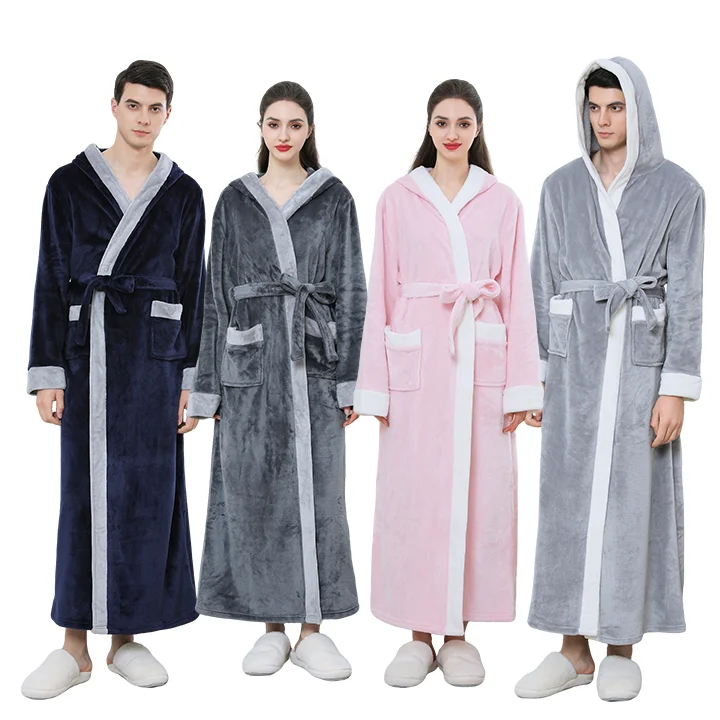 Sunhome Women Fluffy Warm Fleece Hooded Plush Soft Robe Womens With Hood Soft Warm Spa Custom Bathrobe