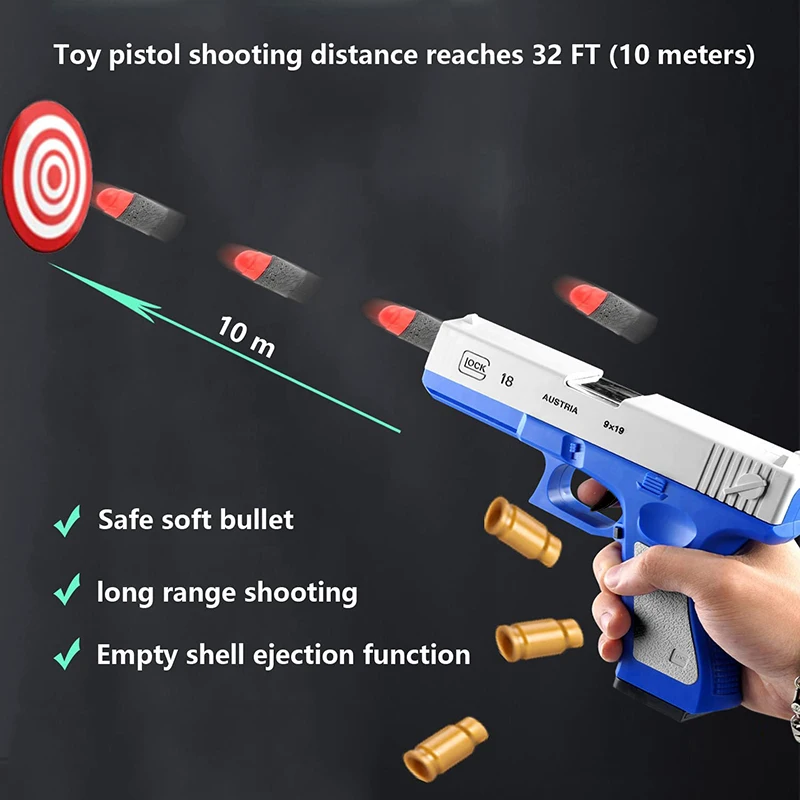 Shooting Toy Clip  EVA Manual Loading Plastic Small Soft Bullet Shell Ejection Gun Game