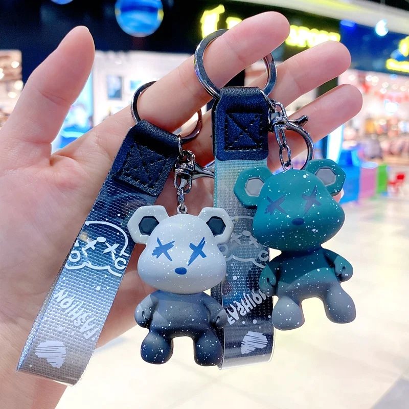 金属製ぬいぐるみウサギクマキーホルダー3Dミニブルーピンクアニマル