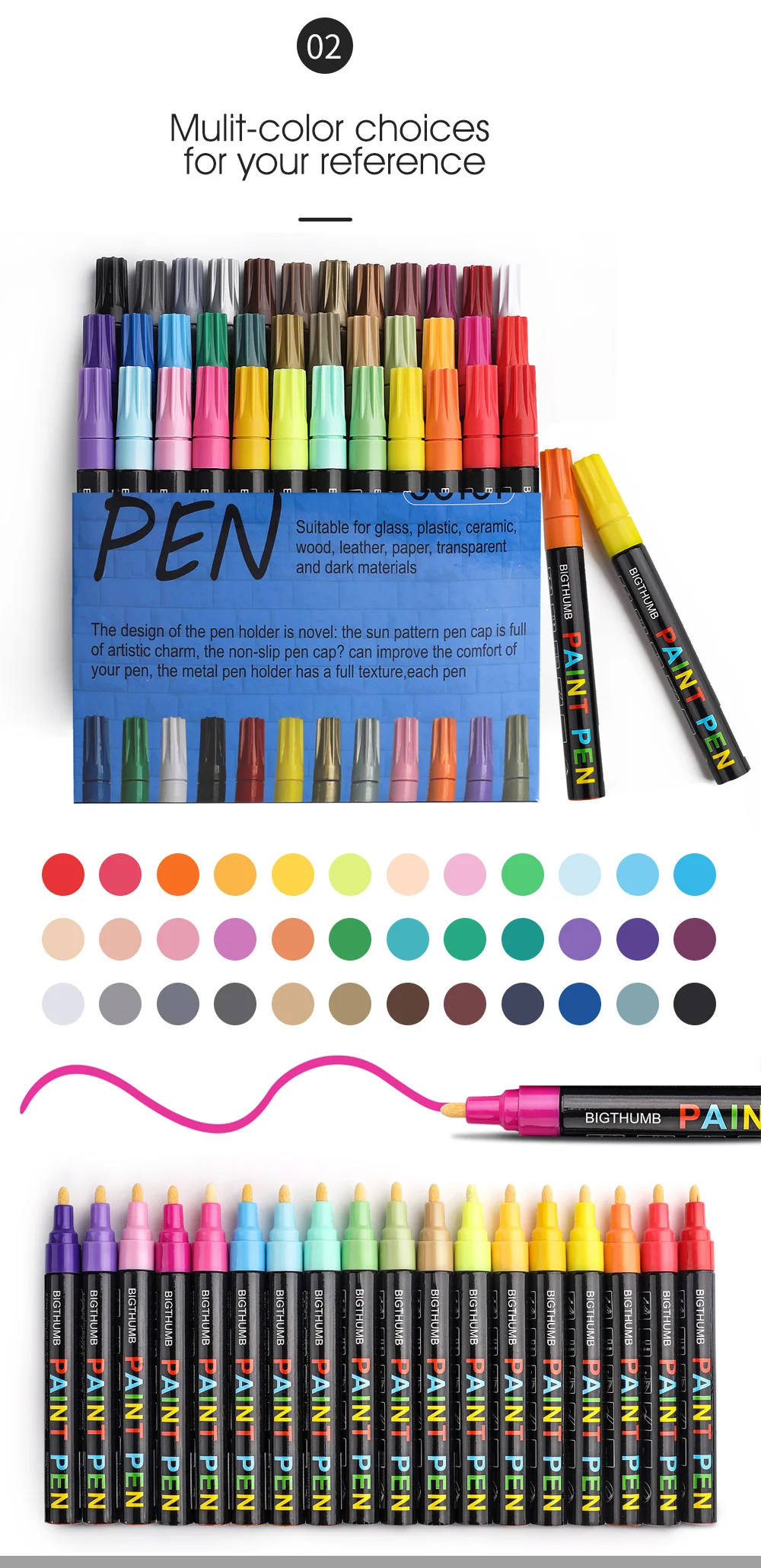 12 / 24 / 36 / 48 /60 pcs Color Acrylic Marker Pen DIY Hand Craft