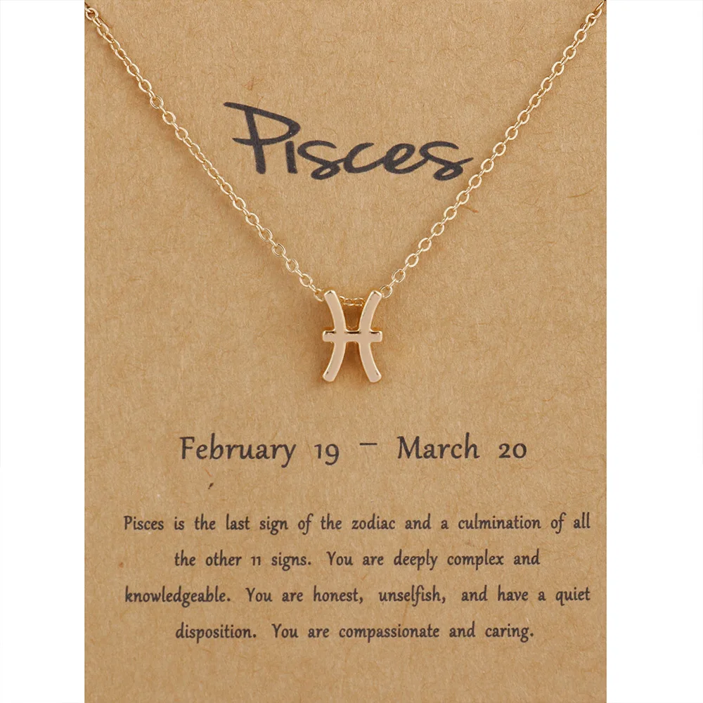 SWAOOS Men Women 12 Horoscope Zodiac Sign Gold Pendant Necklace Aries Leo 12 Constellations Jewelry