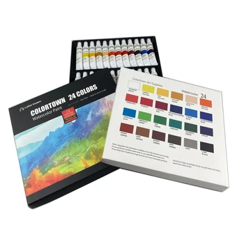 factory supplies 12ml watercolor paint tube set , 24 colors watercolor set with customized production