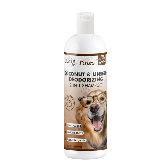 Professional Factory OEM ODM 2-in-1 dog shampoo COCONUT & LINSEED dog shampoo DEODORIZING PET SHAMPOO