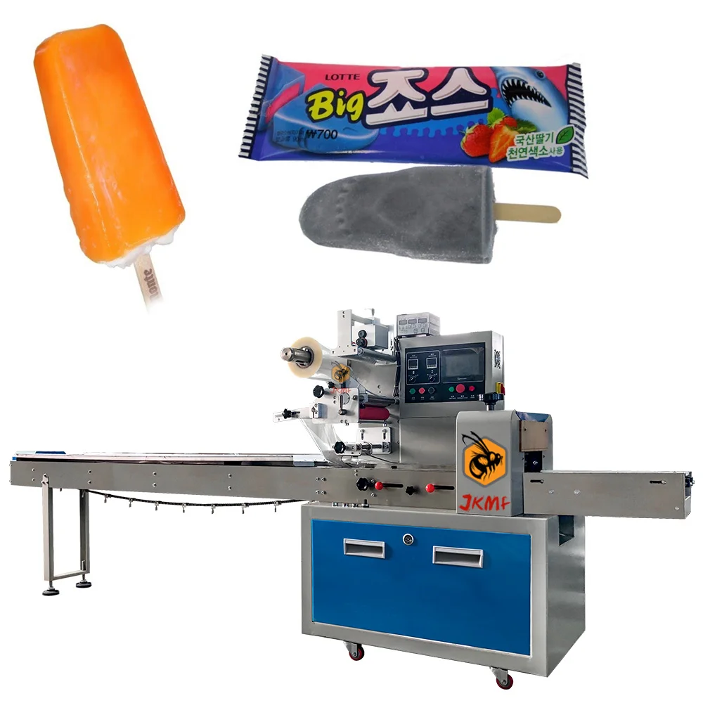 Automatic Ice Lolly Popsicle Horizontal Packing Machine Ice Cream Bar Packing Machine  Ice Candy Pop Flow Packing Machine