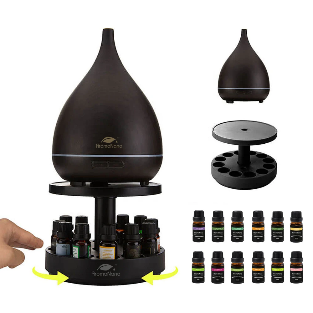 AromaNano Essential Oil Storage Holders Diffuser Organizer Rack Bamboo Diffuser Rotating Display Stands Essential Oil Holder