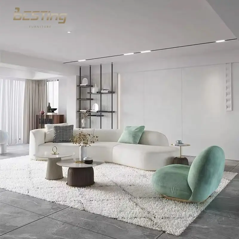 Luxury Simple Creative Lounge Sofa Velvet Fabric Furniture Fashion Living Room Sofa Hot Sale Nordic Modern Sectional Sofa