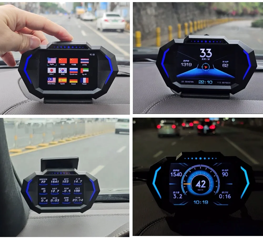 2026 Popular Car Hot Sales Head up Display P24 Speedometer OBD2+GPS Multi-functions Auto Electronics Universal HUD Gauge