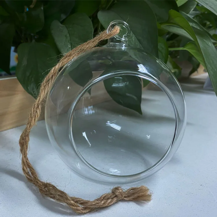 Wholesale clear geometric hanging handblown glass globe ball terrarium decoration supplies supplier