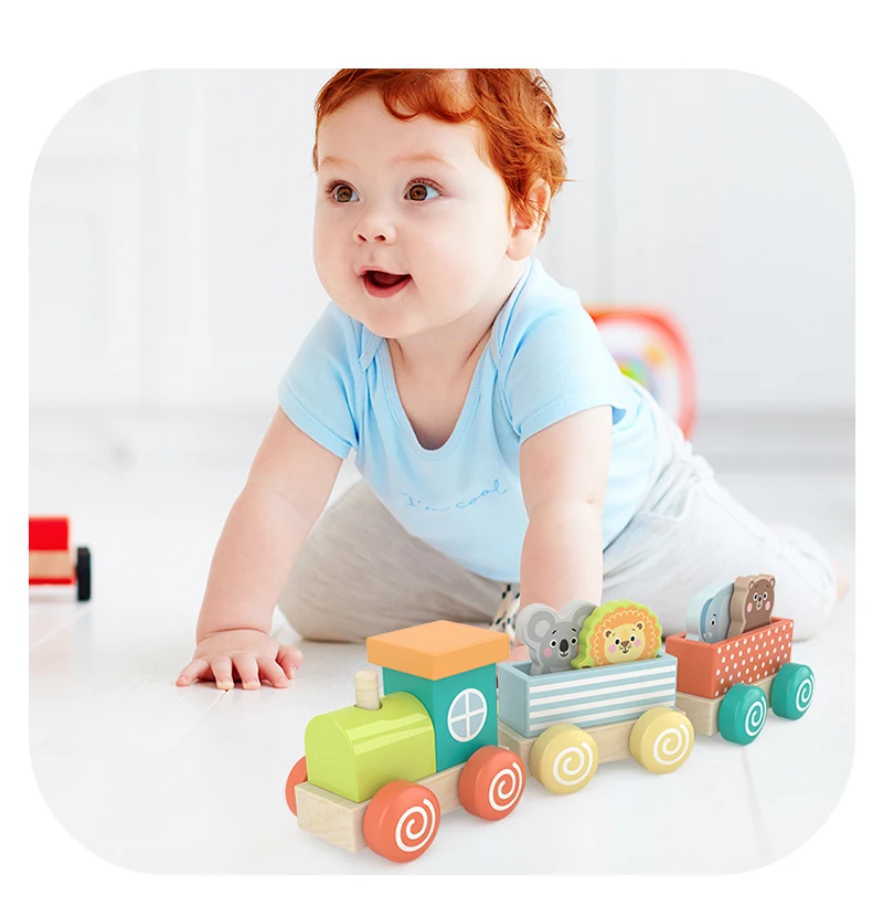 Solid Wood Rts Baby Building Blocks Truck Toys Play Vehicle Train