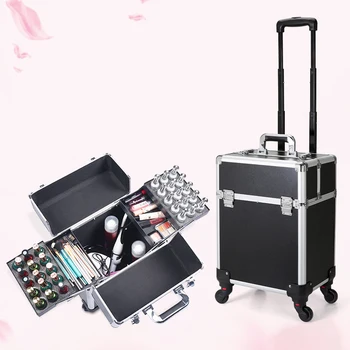 Professional Pull Rod Cosmetic Case Nail Art Tattoo Hair Storage Makeup Follow Artist Toolbox Factory Wholesale