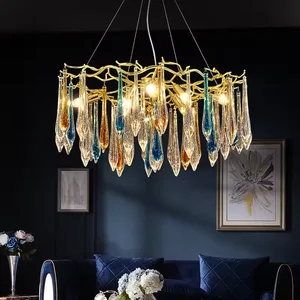 Hotel Villa Decoration Color Dining Room Modern Led Crystal Glass Tree Branch Chandelier