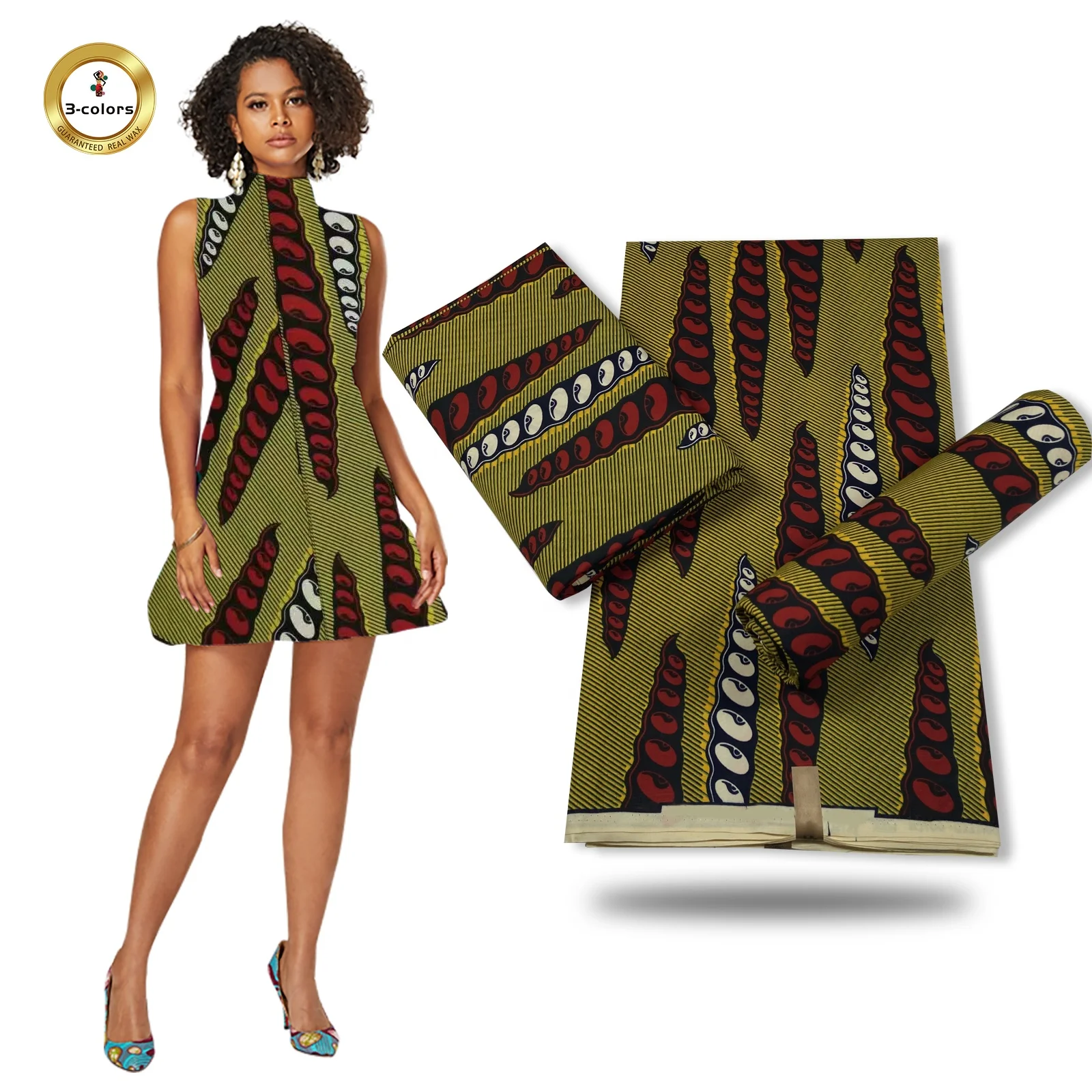 2020 Top Sale African Java Wax Cloth Veritable Polyester Stretch Satin Fabric Printed