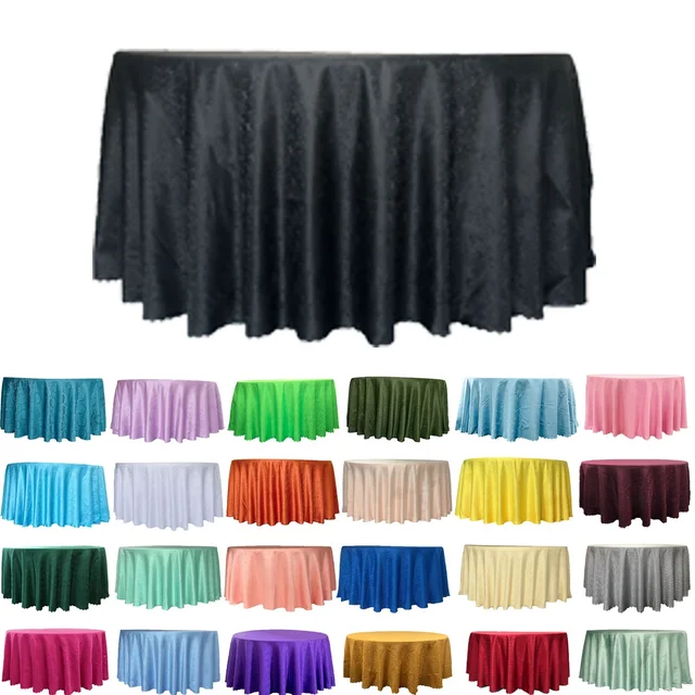 120 132 Inch Black Polyester Fabric Table Cloth Damask Jacquard Table Cover for Wedding Party Banquet Events Hotel Restaurant