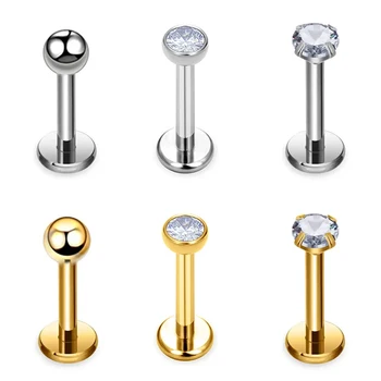 10pcs 20/18/16g G23 Titanium Piercing CZ Lip Labre Earrings Set Lip Stud Ring Tragus Free Spiral Cartilage Jewelry for Women