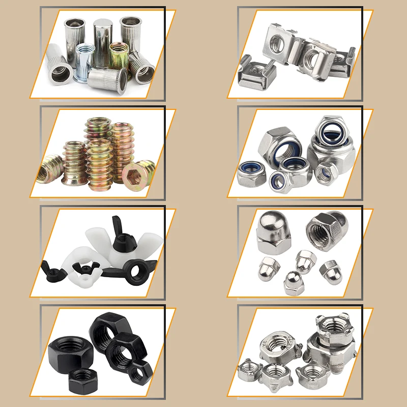 Customized M4 M8 M6 Hex Socket Self Tapping Fitting Fastener Yellow Plated Through Hole Internal and External Thread Insert Nut