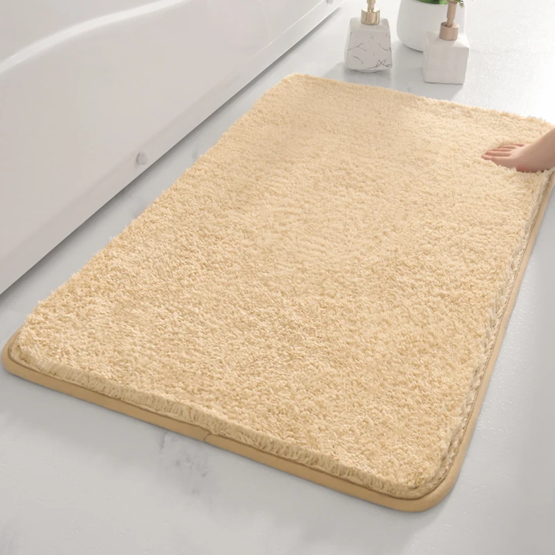  Wholesale Solid Color Cake Velvet Bath Mat Rectangle Absorbent Water Bathroom Rugs Carpet Microfiber Bathroom anti-slip Mat