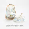 [Sunny Day-Wide-Mouth Cup] 4 cups, 4 saucers, 4 rose-patterned spoons,