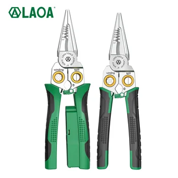 Laoa 7-In-1 Stainless Steel Multifunctional Electrician Wire Stripping and Winding Pliers 8-In-1 with Measuring Pen