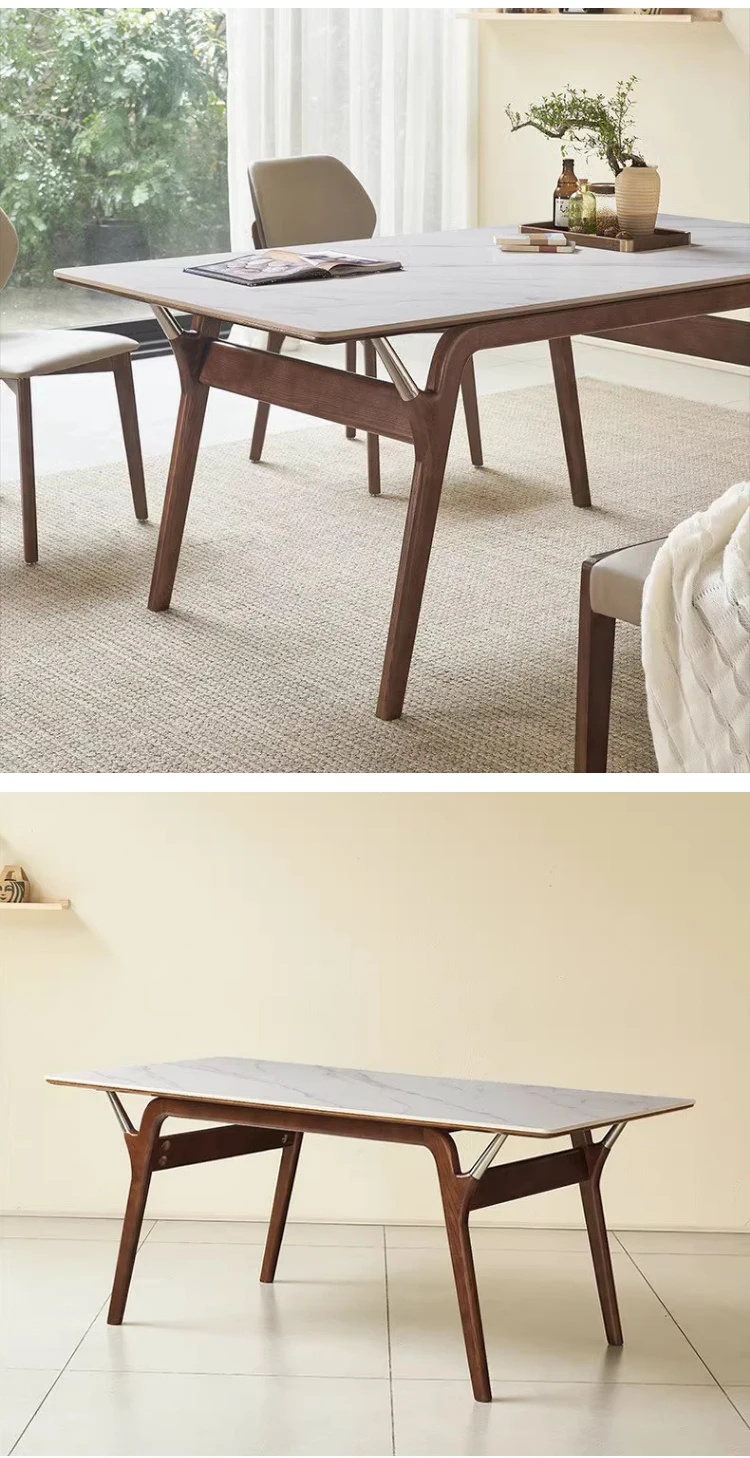 Minimalist Rock Plate Dining Table Modern Simple Household Solid Wood ...