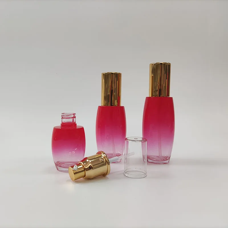 New Design Luxury Thick Bottom clear Cosmetic Serum Lotion Pump Bottle Jars Dropper Bottle Skincare Packaging