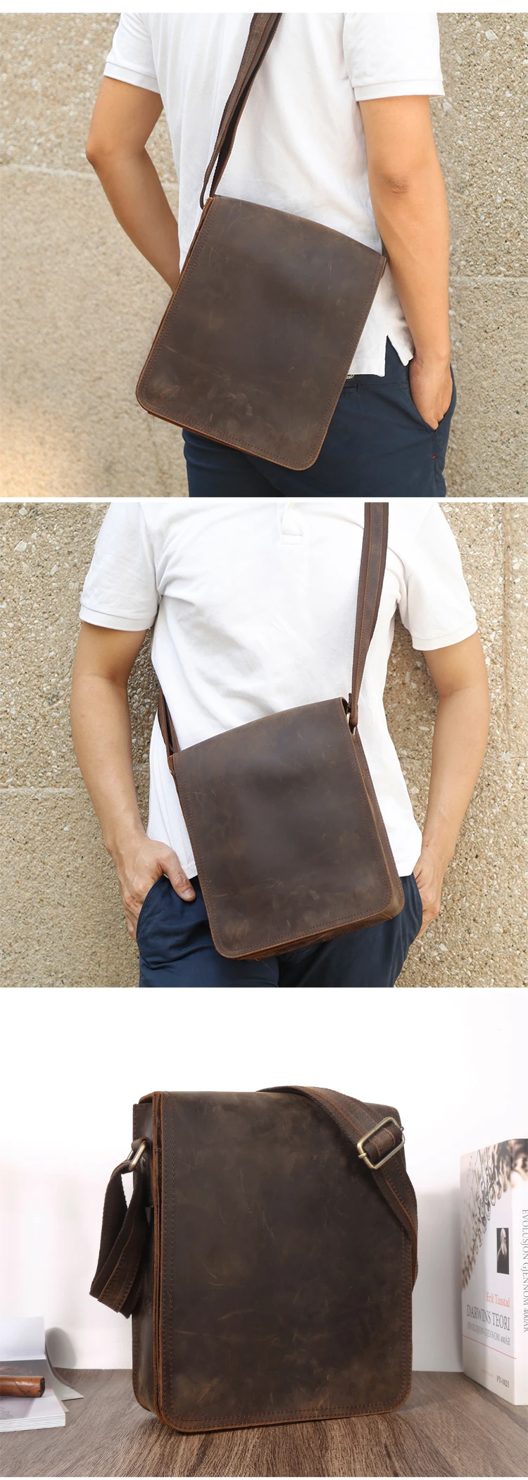 Men's Casual Genuine Leather Messenger Bag