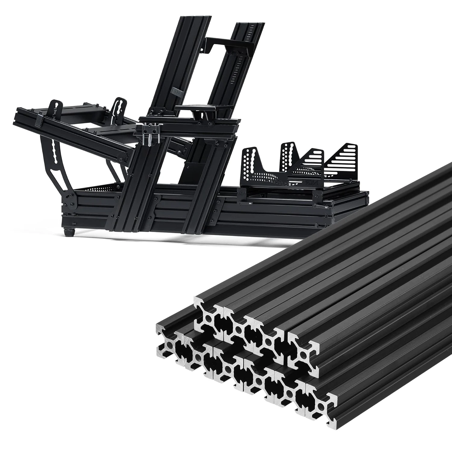 Customization  Sim Racing Game 6063 T5 Simulator Cockpit Silver Black Anodized Aluminum Industrial Profiles for Sim Racing Frame