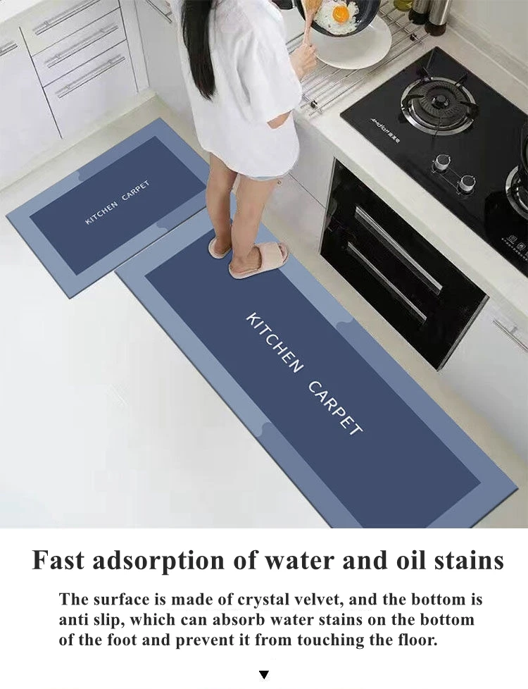 Kitchen Absorbent Floor Mat Antiskid Rug Absorbs Water Oil Antfatigue