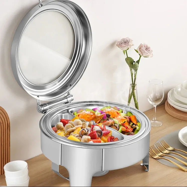 Round Chafing Dish Buffet Set 6l Commercial Hotel Chaffing Dish Food Warmer Restaurant Chafer
