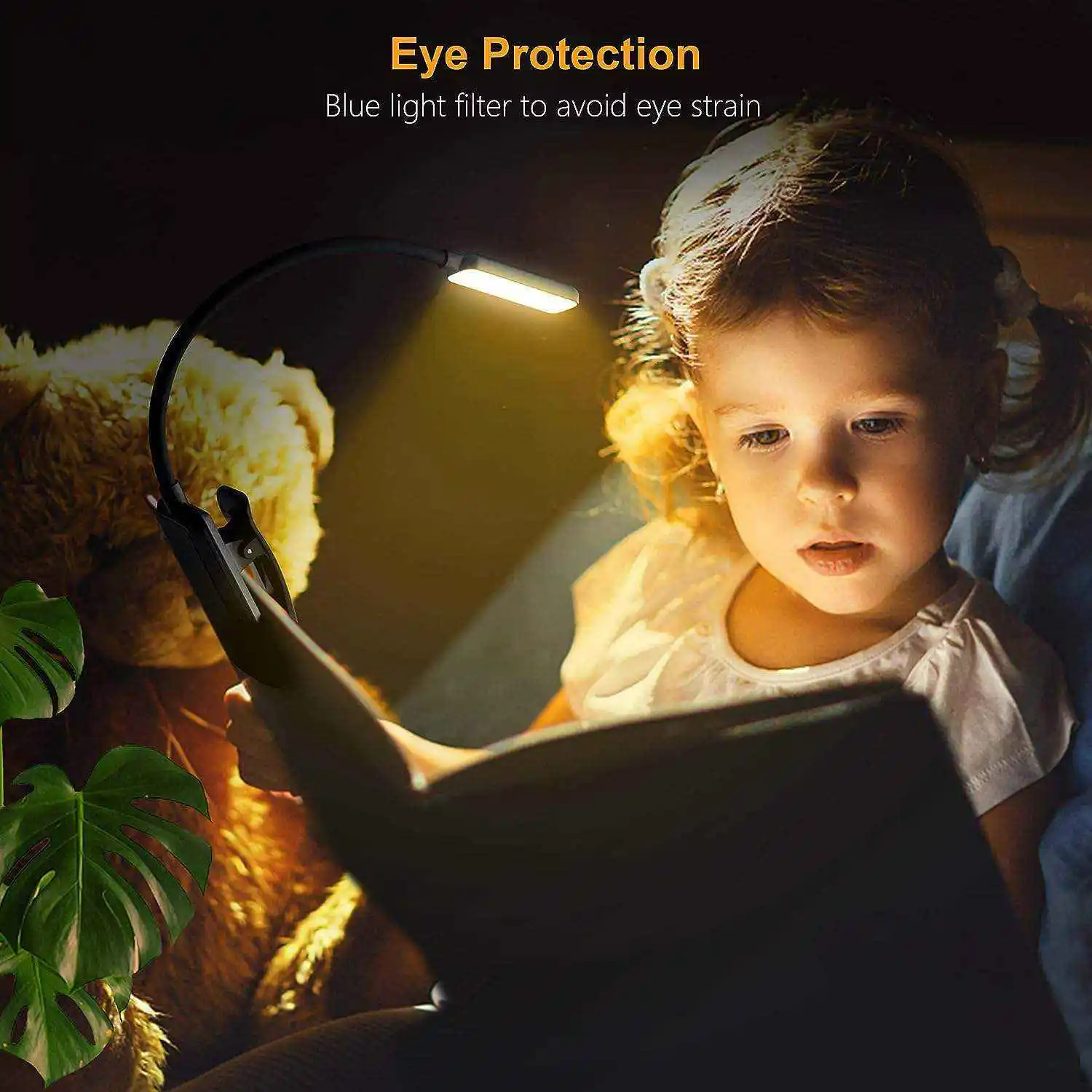 product led rechargeable book light for reading in bed eye caring color temperatures stepless dimming brightness-42