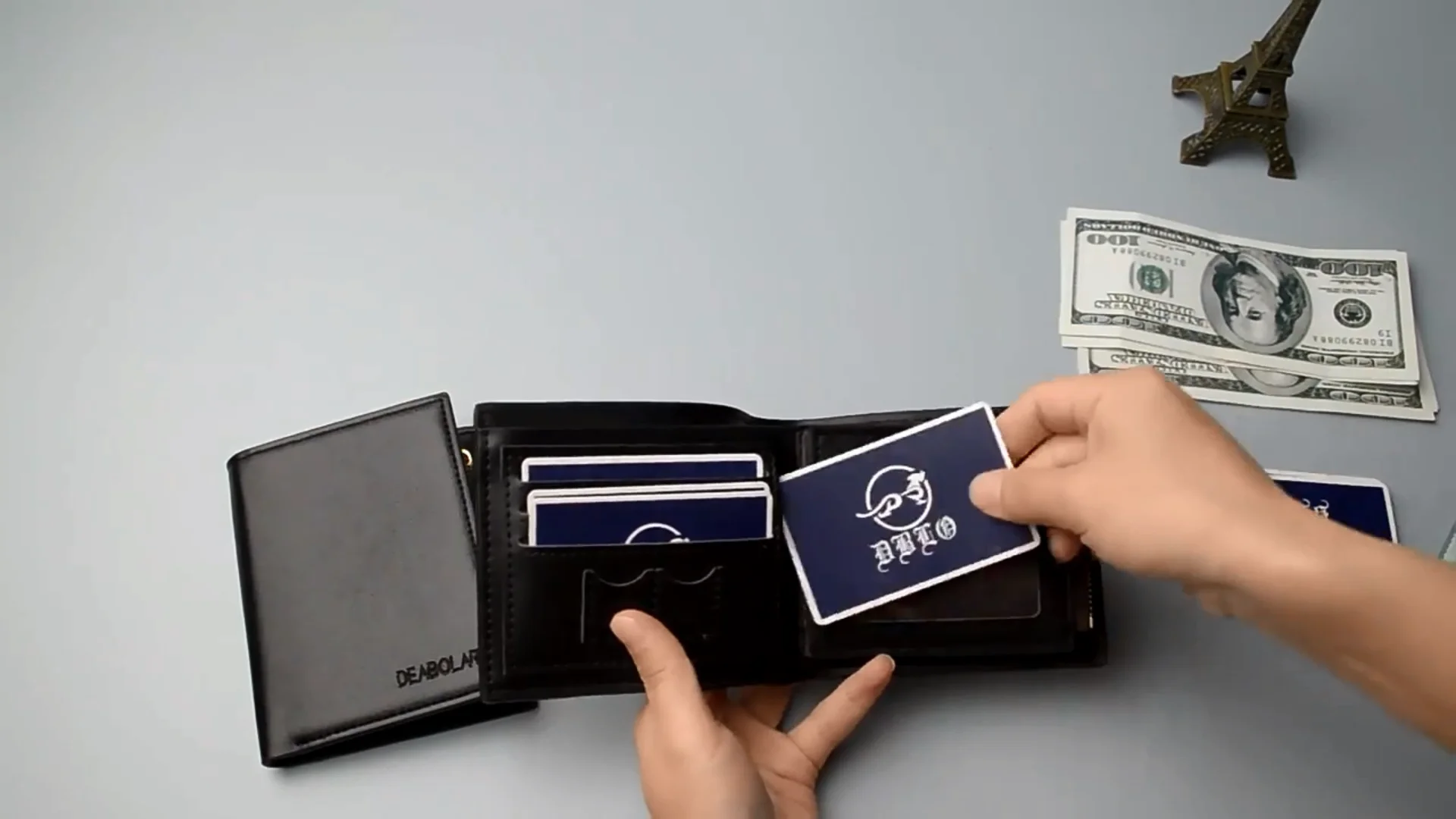 Europe Best Gift Mens Trifold Wallet Coin Pocket Custom Logo Rfid