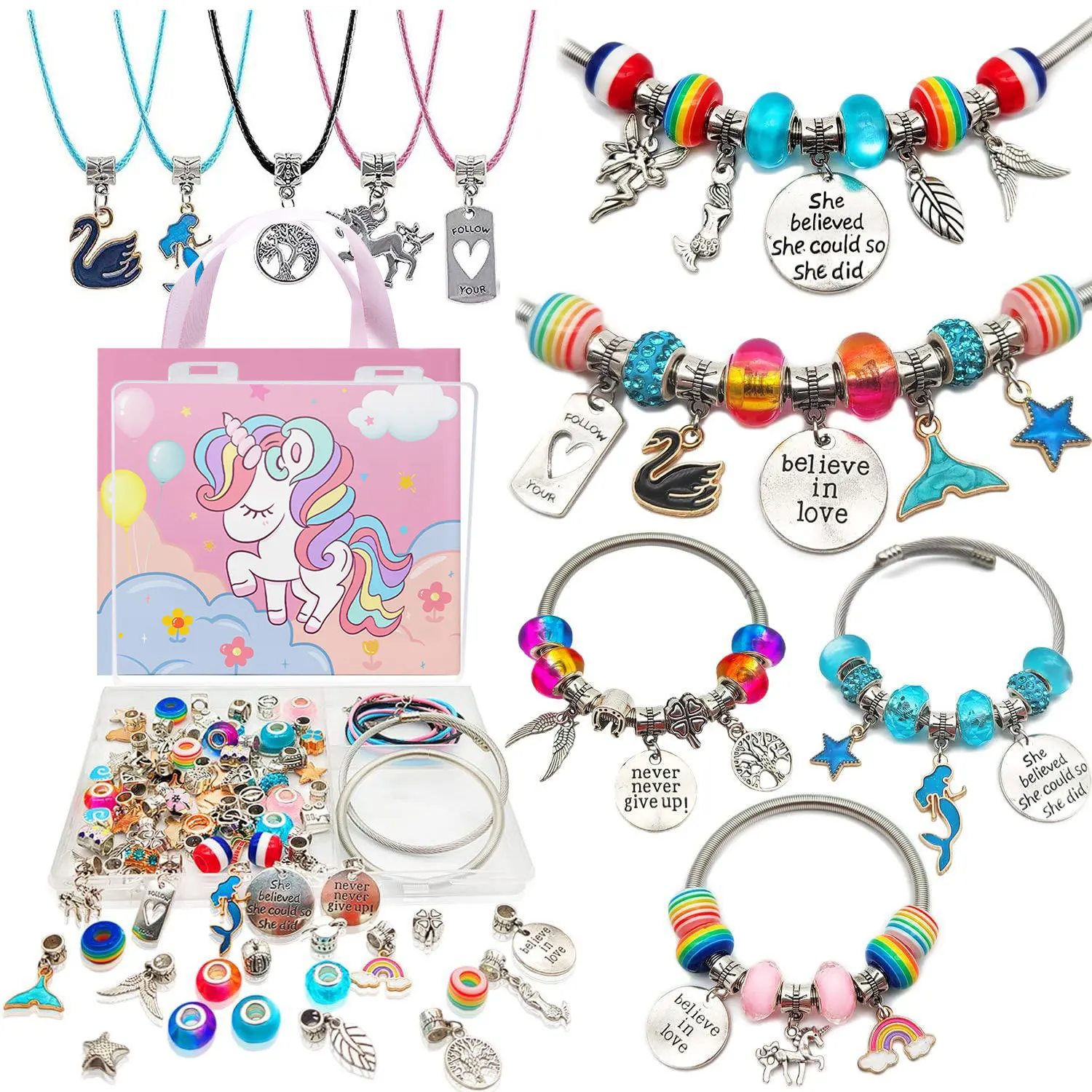 Hot Selling Jewelry Making Kit With Beads Charms Bracelet Necklace DIY Crafts Gifts Set for Girls Kids