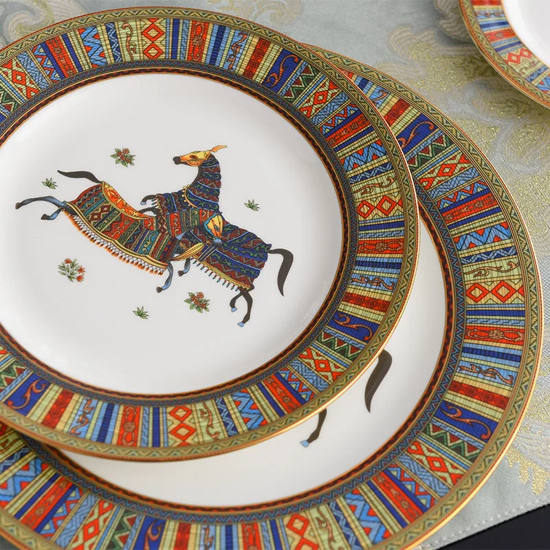 Dinner Sets Dinnerware Sets Kitchen Accessories Exquisite Ceramic Four War  Horses Porcelain Luxury Europe Good Selling 58 Pcs - Buy Horse Design Gift