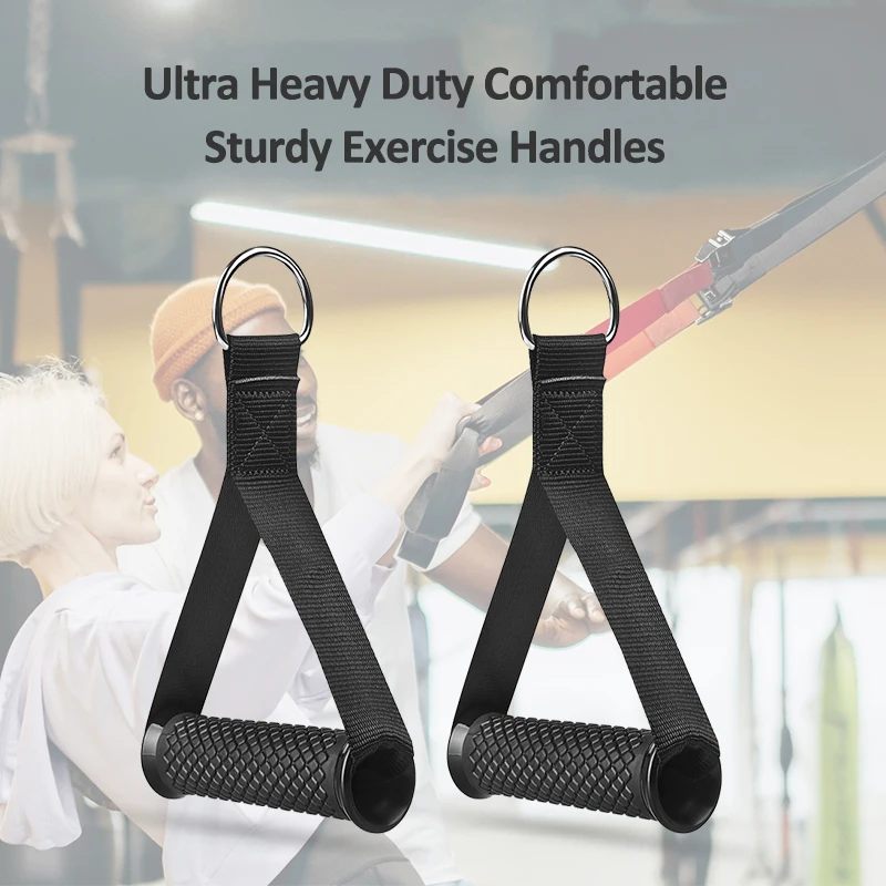 Exercise Handles Cable Machine Attachment Resistance Band Fitness Strap Stirrup 